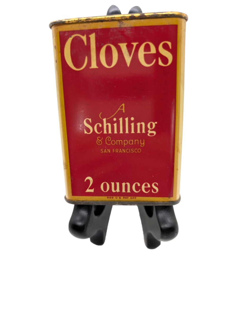 Vintage A. Schilling & Co Cloves Spice Tin - Gold Top - 2 oz